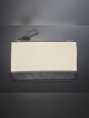 New Condition Coach Two-Tone Canvas and Leather Pouch